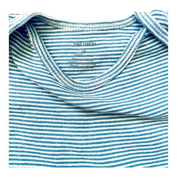 Carter’s casual one piece Boys 9 Months stripped white blue snaps cotton - Picture 8 of 9